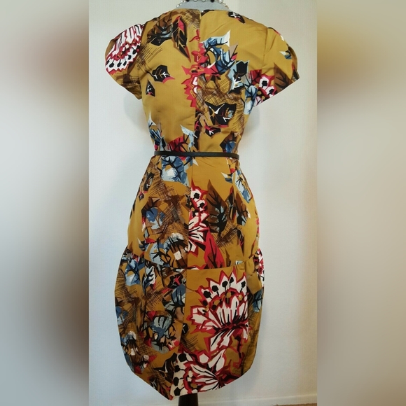 °$5,200 NEW CAROLINA HERRERA SILK GOLDEN FLORAL RUNWAY DRESS 10 - Picture 7 of 11